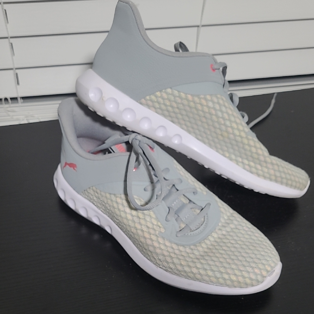 Puma Gray and Pink Athletic Shoes